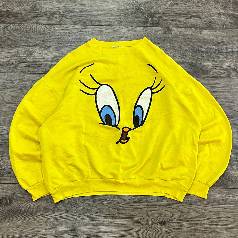 Vintage 90s Big Face Tweety Bird Yellow Crewneck Mens Size XL